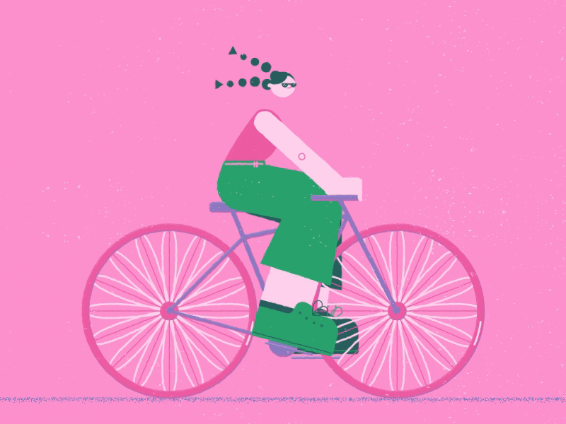 Biking after effects bicycle bike bike ride biking character animation design duik girl grain illustration motion graphics pink rig rigging texture vector vintage woman