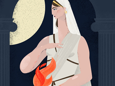 Vestal Virgin ancient blue design fire girl illustration mythology night roman texture vector woman
