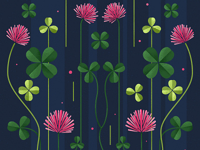 Clover blue design flowers flowers illustration green illustration luck pink plants texture vector