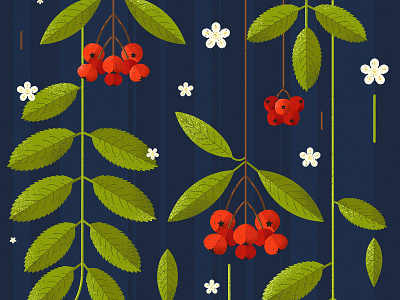 Ashberry blue design flowers green illustration leaves orange plant illustration plants red rowan texture tree vector