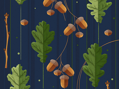 Acorns autumn blue design fall green illustration leaves nature plants texture vector