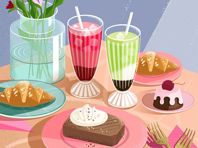 Still here still life [51] bright colorful design dessert flowers food food and drink food illustration illustration summer sweet texture vector