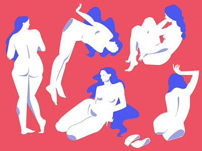 Girls pattern beautiful blue design figure girl illustration pink silhouette vector woman
