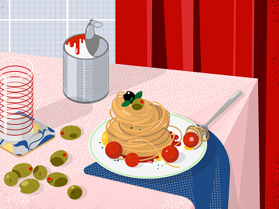 Still here still life [59] delicious design dinner food foodie illustration olives red spaghetti vector