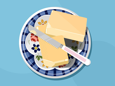Butter blue design food foodie illustration tasty vector
