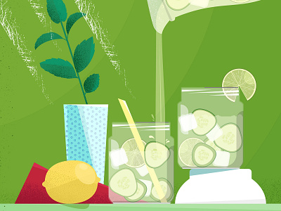 June breakfast design drink food illustration green illustration lemonade light vector