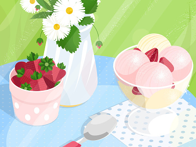 July breakfast design food illustration ice cream illustration strawberry sweets vector yummy