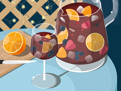 August blue design drink food fruit illustration night summer vector yummy