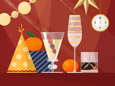 December celebration design drink festive food illustration holiday illustration new year red vector