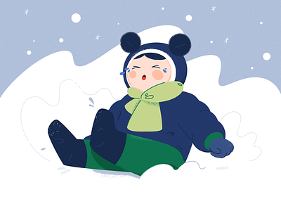 Winter blue child crying illustration kid snow vector