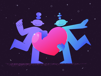Love blue characters design grain illustration pink texture vector