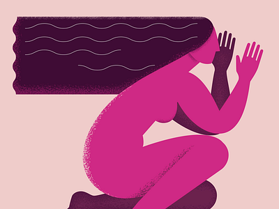 Sleeping adobe illustrator bright colorful girl long hair pink vector vibrant woman