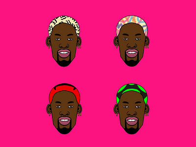 Dennis Rodman Warhol andy warhol beautiful cartoon character design chicago bulls color dennis rodman design gesture graphic design hairstyle illustration nba simple illustration the last dance