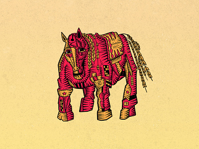 Red folk horse