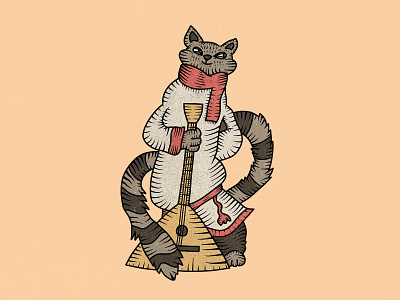 Slavic cat dribbble emblem fairy tale fairytale folk folklore graphic illustration russia slavic symbol vector