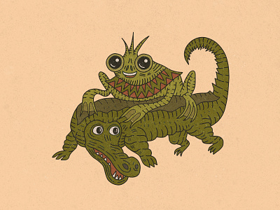 Fairy tale frog and crocodile crocodile dribbble emblem fairy tale fairy tales fairytale fashion folk folklore frog graphic illustration russia slavic symbol vector