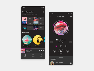 Music App - Music Player app colors dailyui dailyui 009 dark mode margot collavini mobile music app player ui ux