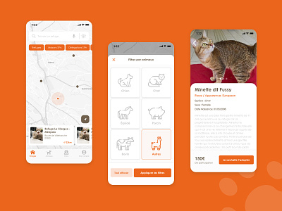 SPA - Find an animal animal app cat colors dailyui design filters ios map margot collavini search bar spa ui ux