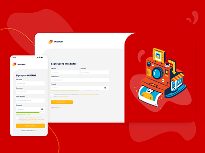 Instant - Sign Up Page adobexd form illustration landingpage margot collavini mobile security signup ui ux web webdesign website