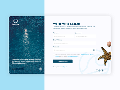 SeaLab - Sign Up dailyui form margot collavini sea sign up ui webdesign