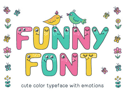 FunnyFont alphabet baby cartoon character colorful cute eye font funny kid letter smile