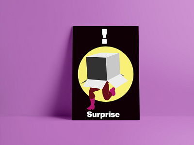 Surprise Poster box gear illustration light metal purple red spy surprise typography