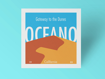 Oceano Square Postcard beach california design dune dunes flat graphic design illustration illustrator oceano postcard design sky surf typography vector