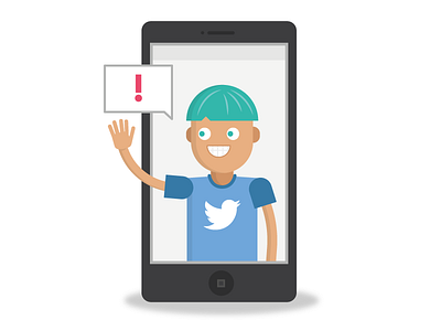 Twitter Notification Guy! flat illustration infographic vector