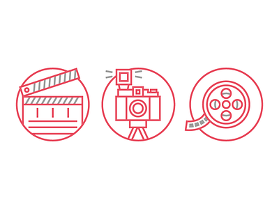 Reel Scene Icons acting flat icon illustration line vector website