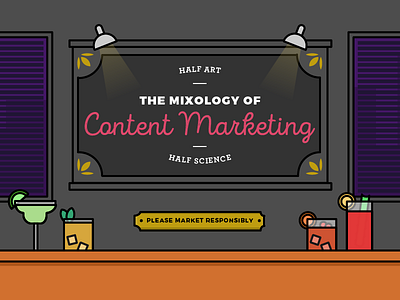 Mixology of Content Marketing illustration scene typography vector