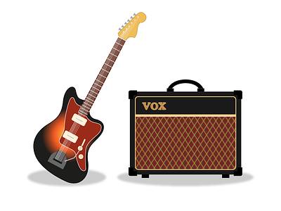The dream! amp fender flat guitar illustration jazzmaster vector vox
