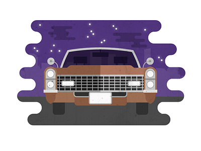 Late night Cadillac! cadillac car flat illustration simple vector