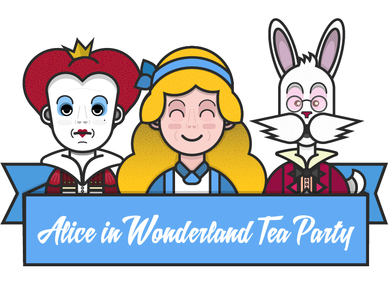 Alice In Wonderland alice alice in wonderland animation flat gif illustration nivens mctwisp queen of hearts simple vector white rabbit