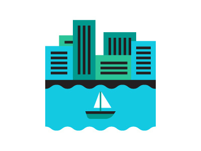 City boat buildings city design illustration
