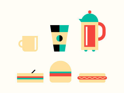 Coffee & Lunch coffee food hamburger hotdog illustration sandwich