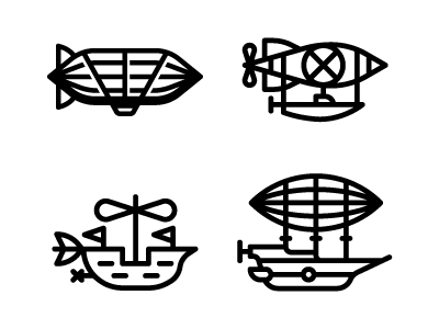 Airships airship blimp design icon line ship