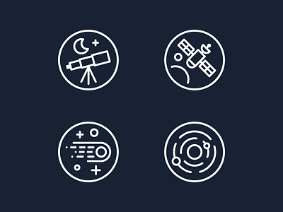 Space icons design galaxy icon space telescope universe