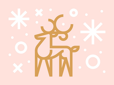 Holiday Deer card christmas deer gold holiday icon illustration pink print