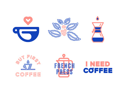 Coffee chemed coffee cup design french press icon illustration logo