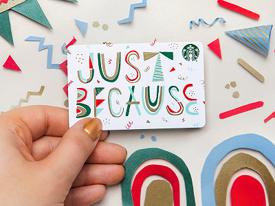 Just Because foil gift card holiday lettering type