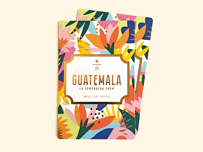 Guatemala La Esmeralda Farm coffee design flower foil illustration print starbucks