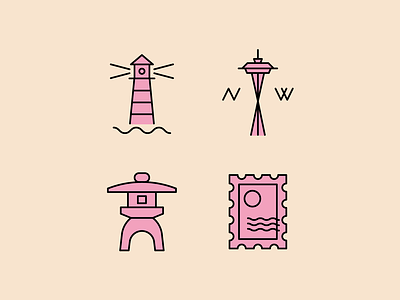 Travel Icons design icon lighthouse space needle stamp travel