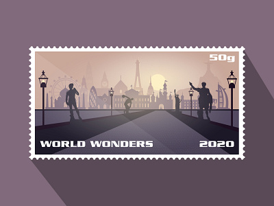 Stamp of World Wonders adobe illustrator adobe illustrator cc artwork concept creative creative design design digital art digital illustration dribbble graphic design illustration landscape pattern playoff stamp vector weekly challenge weekly warm up