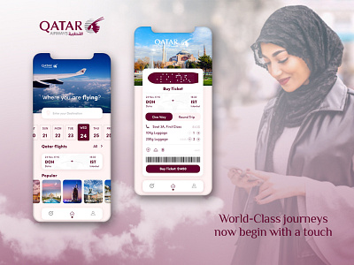 Qatar Airways Boarding Pass App adobe xd airline airline app ali.e.noghli app boarding booking flight flight app flight booking qatar qatarairways ticket ui ux