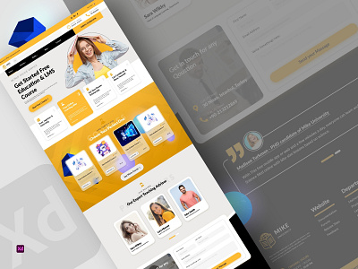 Landing Page - Education Website adobe xd ali.e.noghli branding education flat landingpage logo minimal school school app typography ui university university app ux web webiste