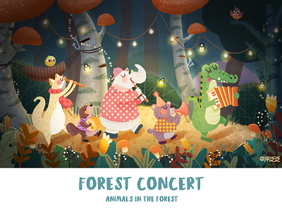 Forest concert character art cut design girl illustration illustrations ui