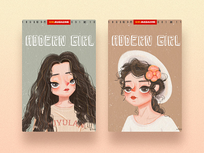 Vintage illustrations cartoon design girl illustartion ui