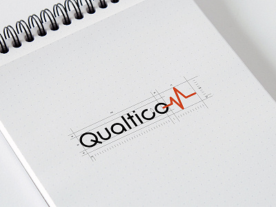 Qualticom - Logo Structure brand construction design drawing logo made paper pencil size structure