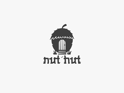 Nut hut shop acorn branding cartoon fence hazelnut home house hut illustration logo nut shop store village