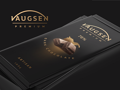 Dark chocolate concept chocolate dark gold golden logo luxury minimalist package packaging plate premium typography